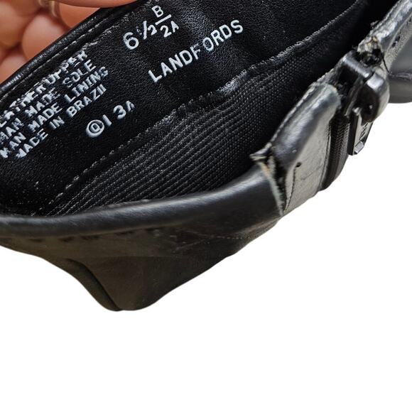 Vintage Y2K 6.5 Black Leather Square Toe Minimalist Whimsygoth Boot Grunge - Picture 3 of 6